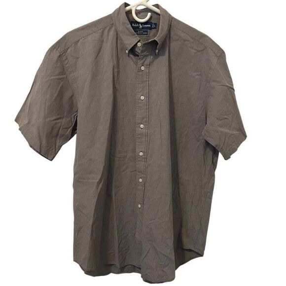 Ralph Lauren Blake Men's L Preppy Button Down Short Sleeve Shirt brown plaid mon - Picture 1 of 8